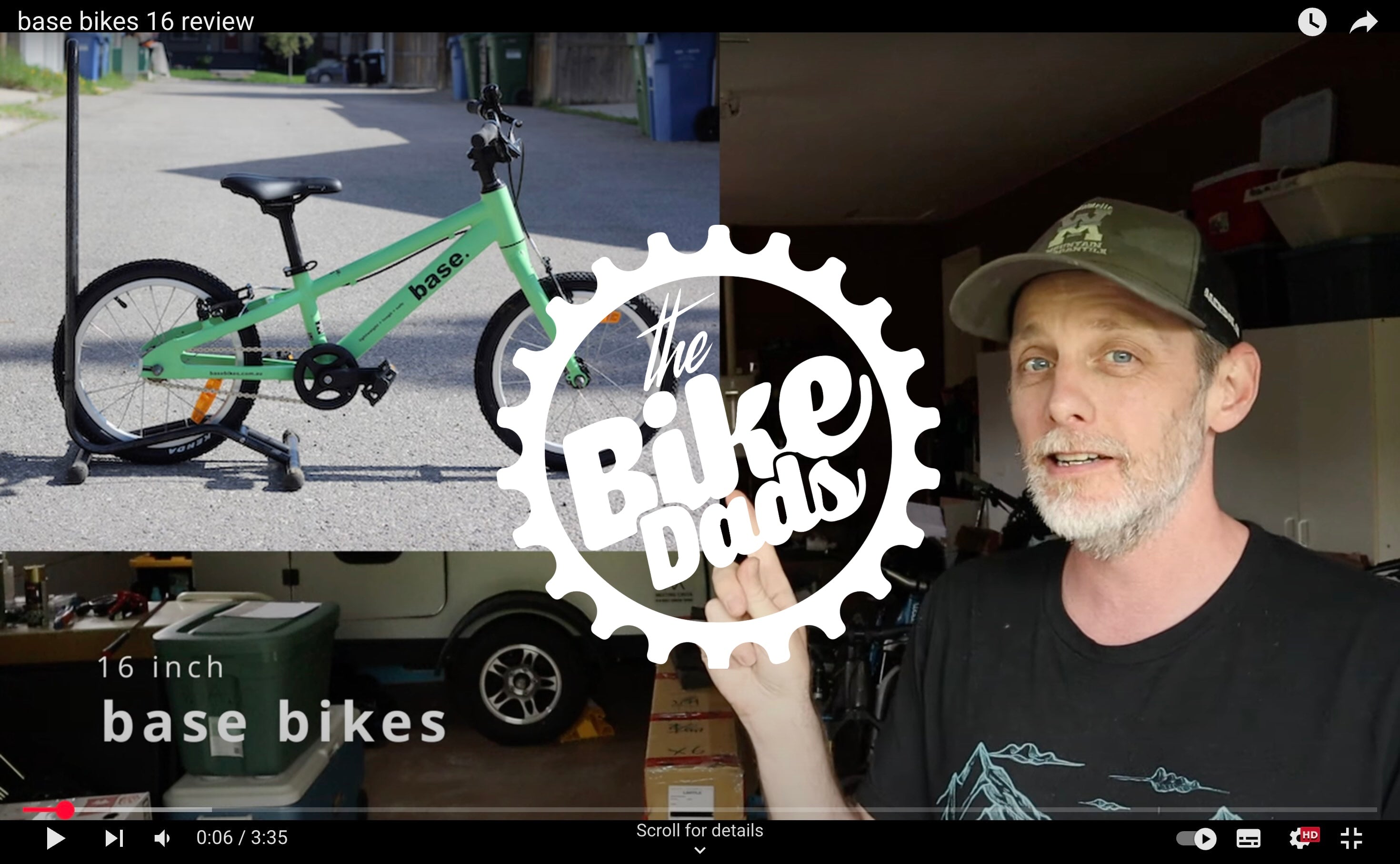 Screen shot of youTube review by the bike dads