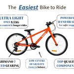 Infographic showing key features of the 20 inch bike