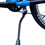 Black centre-mount kickstand attached to the base 24 inch kids bike frame