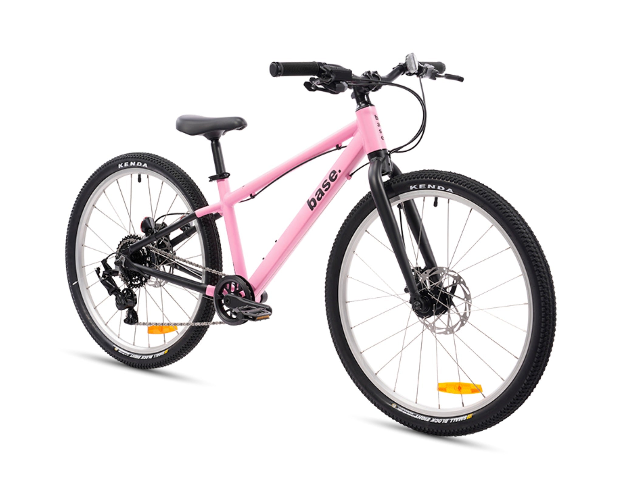 pink 24 inch bike on an angle