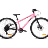 A pink and black kids bike with Kenda tyres, shown from a side profile on a clean white background. The brand 'base'.