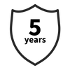 Shield outline with 5 years text inside