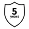 Shield outline with 5 years text inside