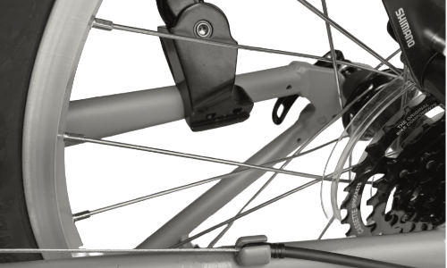 Close-up of a bicycle's chainstay with kickstand mounted