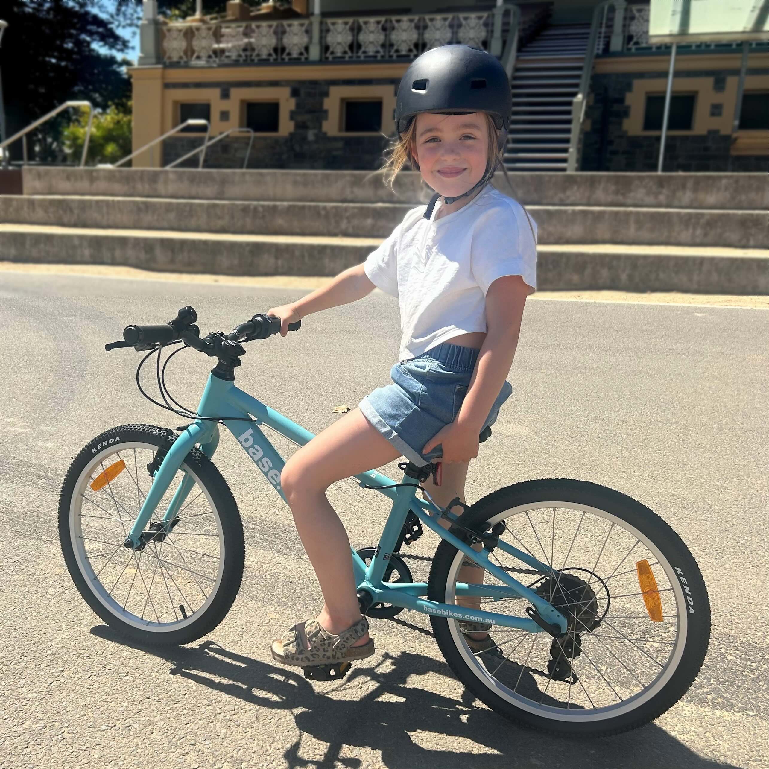7 year old girl on a 20 inch bike