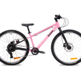 Pink 24 inch bicycle on a white background