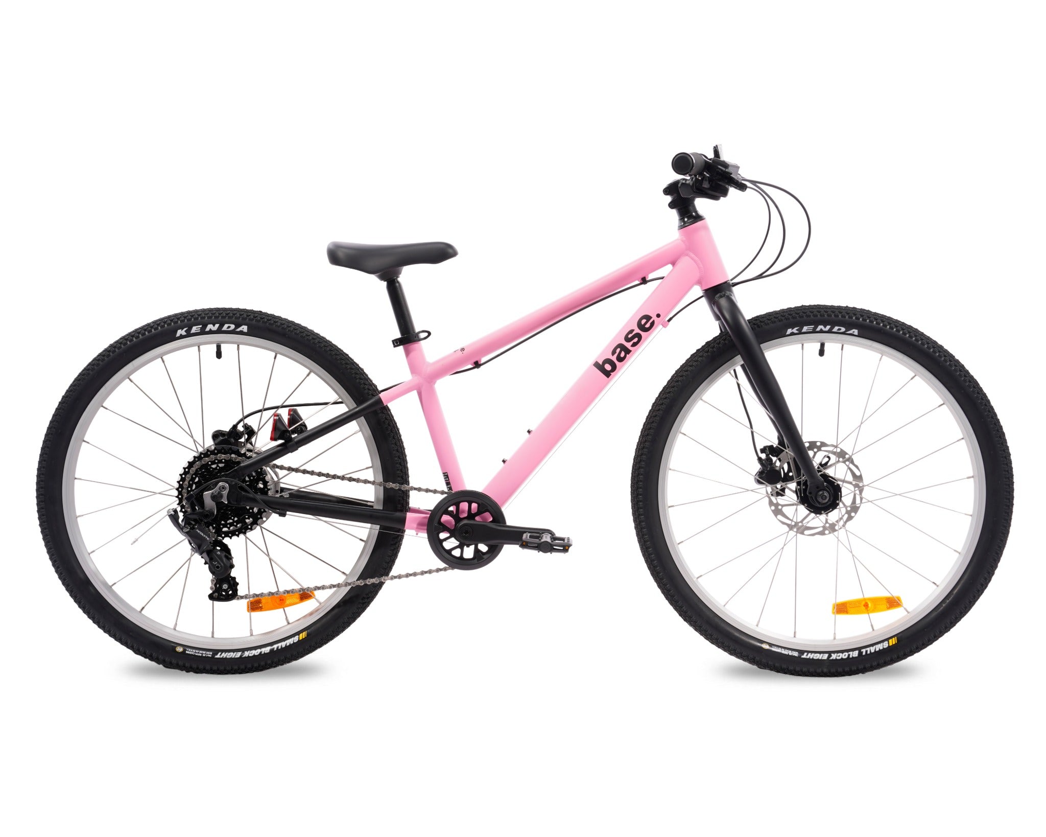 Pink 24 inch bicycle on a white background