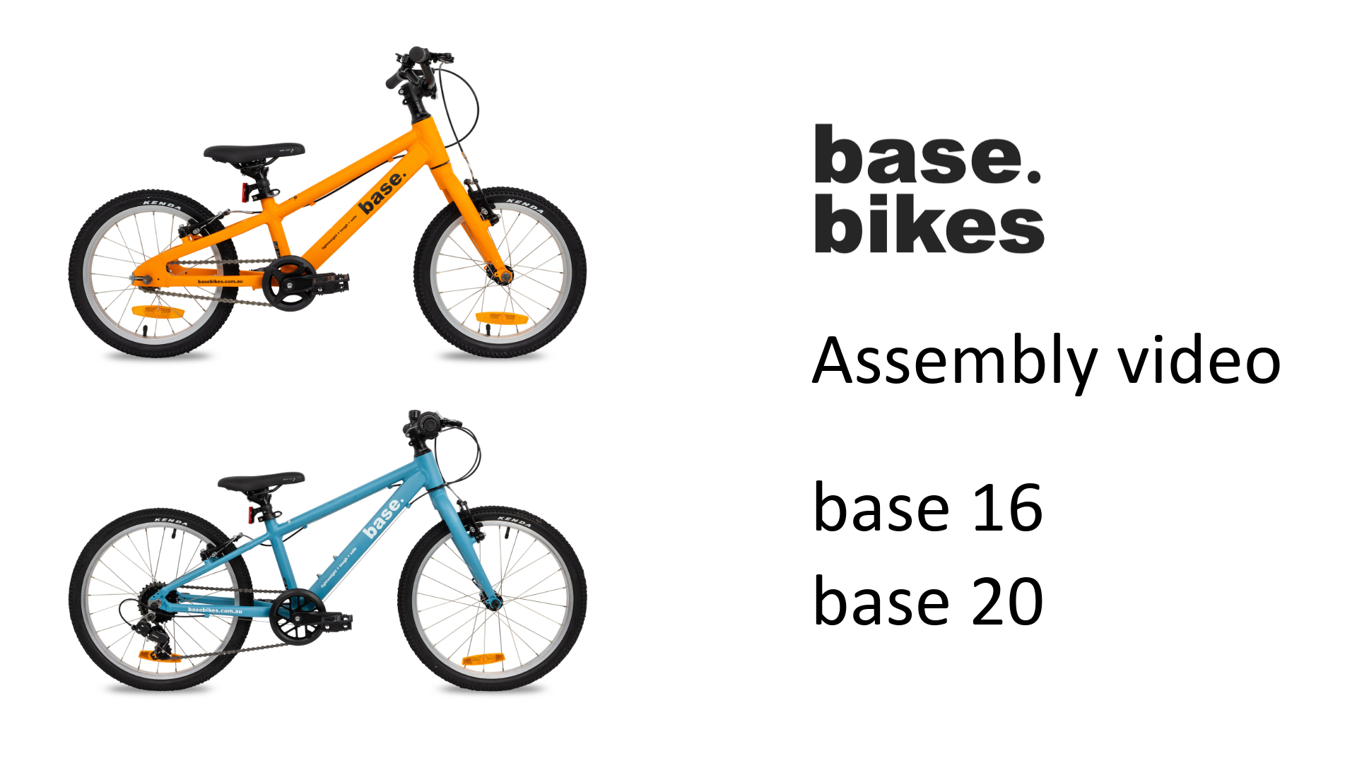 Screenshot of the beginning of assembly video for base 16 and base 20 kids bikes